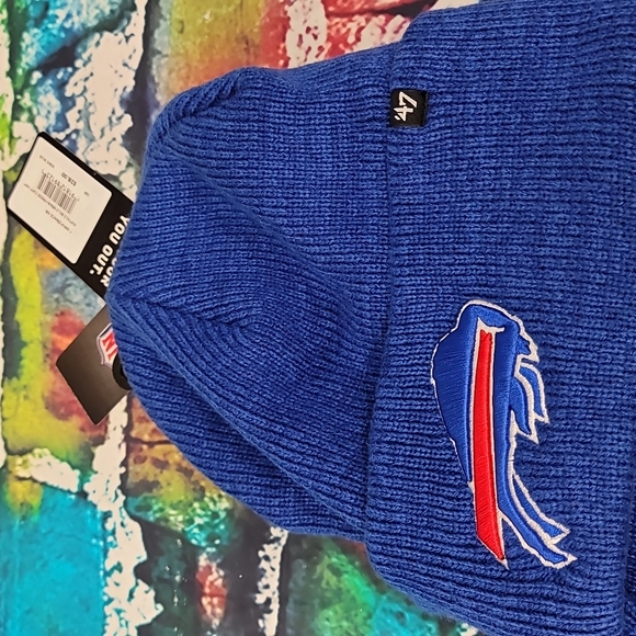 Buffalo Bills 47' Basic Knit Blue Raised Cuffed Winter Beanie Sideline Knit Hat - Picture 2 of 2